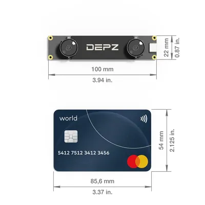 DEPZ Clarity Module stereo camera - detail view of lens arrangement