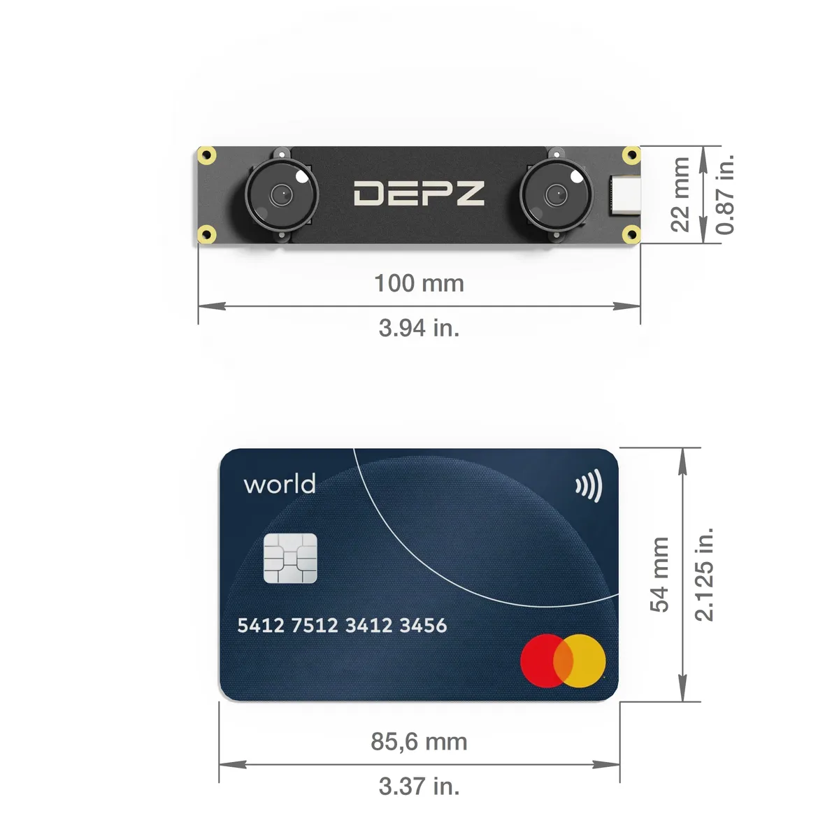 DEPZ Clarity Module stereo camera - detail view of lens arrangement