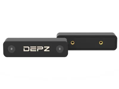 DEPZ Minima stereo camera - perspective view showing camera depth and design