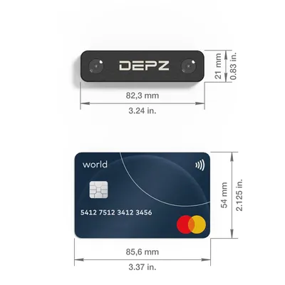 DEPZ Minima stereo camera - technical dimensions illustration