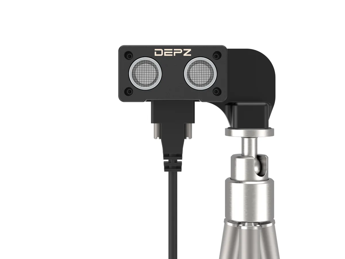 DEPZ Tripod Mount for Ultrasonic stereo camera - perspective view showing camera depth and design
